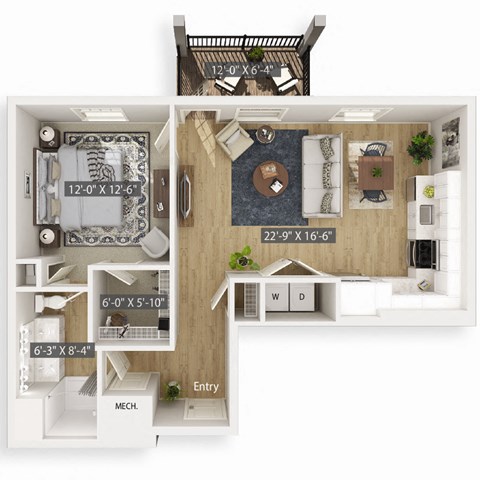 Almond 3D Floorplan Illustration